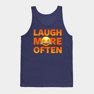 Laugh More Often Smiling Emoji Slogan Tank Top